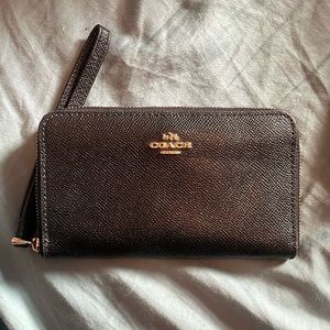 Coach Black Wallet with Wrist Strap